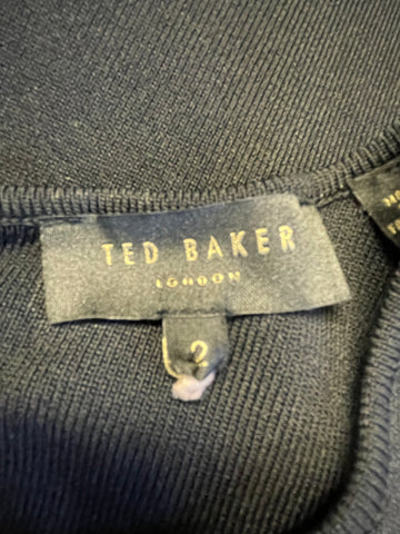 BRAND NEW TED BAKER ZEFORI BLACK FRILL SLEEVE TOP SIZE 2 Uk 10/12