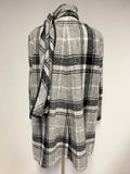 GERRY WEBER GREY CHECK WOOL BLEND UNLINED JACKET & SCARF/ BELT SIZE 12