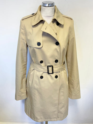 JACK WILLS BEIGE COTTON BLEND BELTED TRENCH COAT SIZE 10
