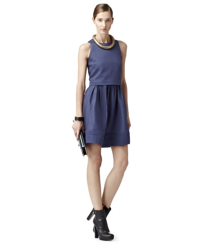 REISS INDA INK QUILTED FIT & FLARE DRESS SIZE 8