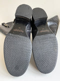 RUSSELL & BROMLEY BLACK LEATHER BUCKLE TRIM LOW HEEL BOOTS SIZE 5/38