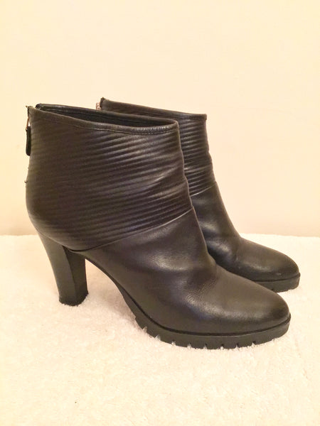 BPRIVATE BLACK LEATHER HEELED ANKLE BOOTS SIZE 7.5/41