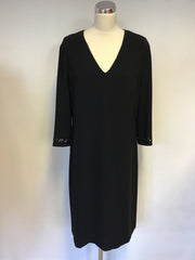 BRAND NEW MARCCAIN BLACK BEADED & JEWEL TRIM 3/4 SLEEVE SHIFT DRESS SIZE N5 UK 14/16