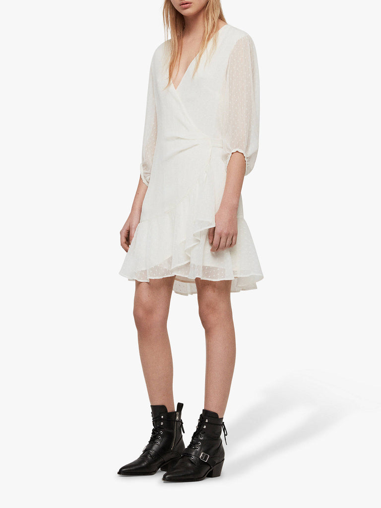 ALL SAINTS JADE CHALK WHITE WRAP ACROSS 3/4 SLEEVE DRESS SIZE L – Whispers Dress Agency ALL SAINTS JADE CHALK WHITE WRAP ACROSS 3/4 SLEEVE DRESS SIZE L – Whispers Dress Agency