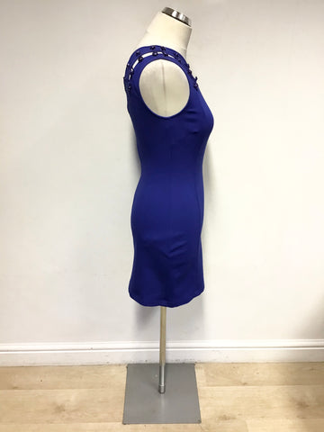VERSUS VERSACE COBALT BLUE ONE SHOULDER STRETCH MINI DRESS SIZE 42 UK 8/10