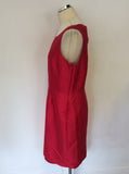 HOBBS FUSCHIA PINK WOOL & SILK CUT OUT BACK PENCIL DRESS SIZE 16