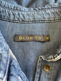 BLUE 73 DENIM BLUE LONG SLEEVE BUTTON FRONT DRESS SIZE 10