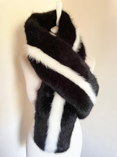 BARTS FUR DELUXE BLACK & WHITE FAUX FUR STRIPE SCARF