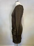 TED BAKER BLACK & GOLD SPARKLE LONG SLEEVE DRESS SIZE 1 UK 8/10