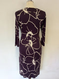 PHASE EIGHT MULBERRY & WHITE PRINT STRETCH JERSEY DRESS SIZE 10