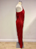 DONNA KARAN RED ONE SHOULDER DRAPED LONG EVENING DRESS SIZE P UK 8/10