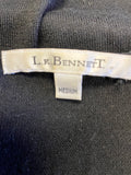 LK BENNETT BLACK SILK,COTTON & CASHMERE BOW TRIM FINE KNIT JUMPER SIZE M