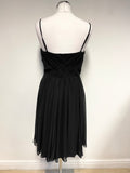K DERHY BLACK STRAPPY PLEATED BODICE SPECIAL OCCASION FIT & FLARE DRESS SIZE M