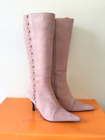 CARVELA VICTORIANA LIGHT PINK SUEDE HEELED BOOTS SIZE 6/39