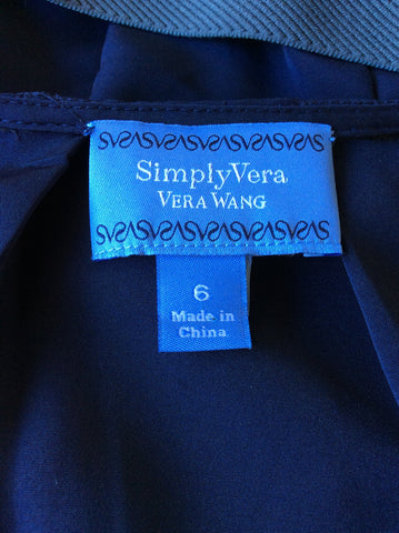 SIMPLY WANG BY VERA WANG NAVY BLUE & GREY TRIM DRESS SIZE 6 UK 10