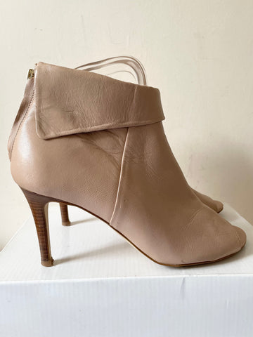 KAREN MILLEN CAMEL LEATHER PEEP TOE SHOE BOOTS SIZE 5/38