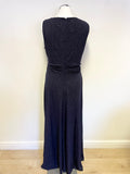 PHASE EIGHT MIDNIGHT BLUE SPARKLY SLEEVELESS LONG EVENING DRESS SIZE 14