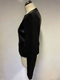 LK BENNETT BLACK RIBBON CAPSULE COLLECTION BLACK LEATHER & WOOL ZIP UP JACKET SIZE 10