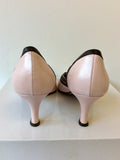 JACQUES VERT PALE PINK & BROWN LEATHER TRIM HEELS SIZE 6/39