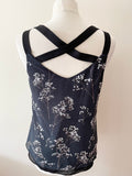 MINT VELVET CHARCOAL & BLACK BLOSSOM PRINT SLEEVELESS TOP SIZE 10