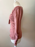 CARACTERE 100% VIRGIN WOOL SALMON PINK V NECK FINE KNIT JUMPER SIZE M
