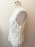 PLANET IVORY LACE SLEEVELESS V NECKLINE TOP SIZE 16