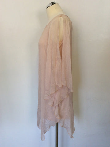 MADE IN ITALY PALE PINK SILK SLEEVELESS SHIFT DRESS ONE SIZE
