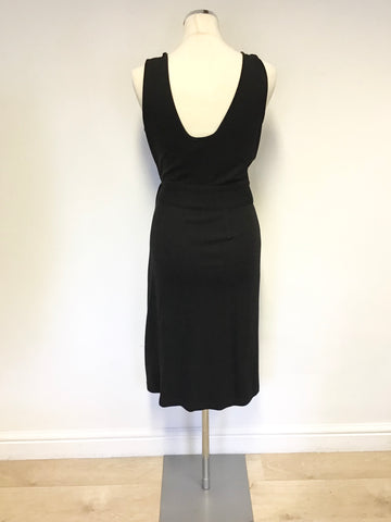 HOBBS BLACK SLEEVELESS WRAP DRESS SIZE 12