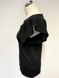 BRAND NEW TED BAKER ZEFORI BLACK FRILL SLEEVE TOP SIZE 2 Uk 10/12