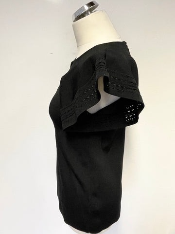 BRAND NEW TED BAKER ZEFORI BLACK FRILL SLEEVE TOP SIZE 2 Uk 10/12