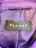 PLANET PURPLE SILK & WOOL BLEND SLEEVELESS PENCIL DRESS & JACKET SUIT SIZE 8
