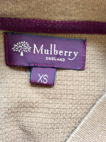 MULBERRY TAN COTTON V NECK SHORT SLEEVE TOP SIZE XS