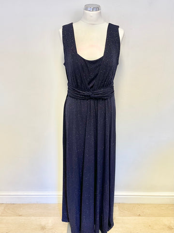PHASE EIGHT MIDNIGHT BLUE SPARKLY SLEEVELESS LONG EVENING DRESS SIZE 14