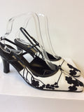 JACQUES VERT BLACK & WHITE PRINT SLINGBACK HEELS SIZE 6/39