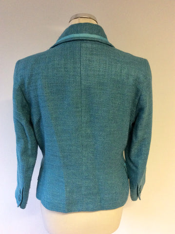 HOBBS TURQOUISE RIBBON TRIM JACKET SIZE 12