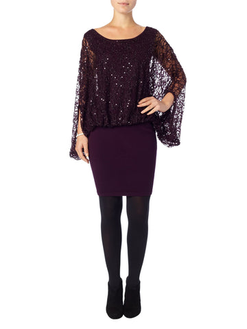 BRAND NEW PHASE EIGHT SERRINA BLACKCURRANT SEQUIN DRESS SIZE 10