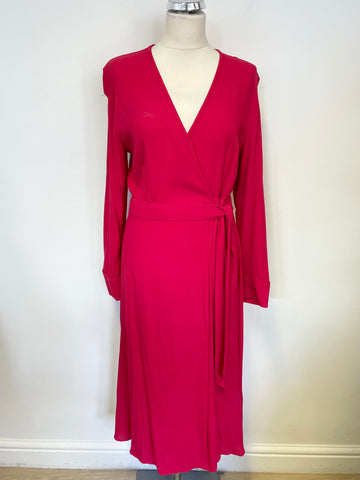 & OTHER STORIES RED LONG SLEEVE WRAP DRESS SIZE 40 UK 12