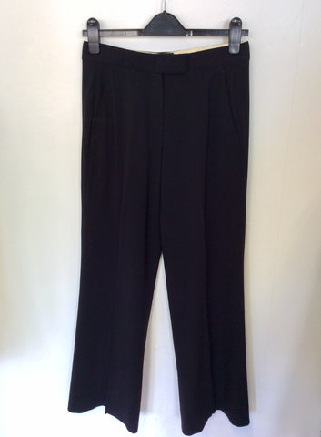 DONNA KARAN SIGNATURE BLACK WOOL SEMI SHEER SLEEVE JACKET & TROUSERS SIZE 10