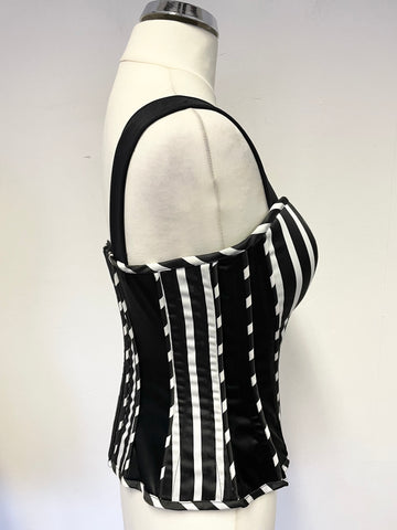 CATWALK COLLECTION BLACK & WHITE STRIPE CORSET TOP ONE SIZE