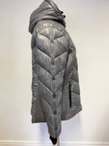 MICHAEL KORS SILVER GREY PADDED HOODED JACKET SIZE L