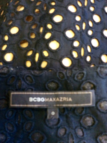 BCBGMAXAZRIA BLACK & NUDE BROIDERY ANGLAISE DRESS SIZE 0 UK 4