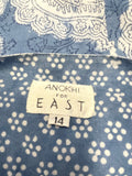 ANOKHI FOR EAST BLUE & WHITE PAISLEY PRINT MIDI DRESS SIZE 14