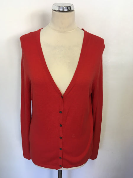 HOBBS RED V NECKLINE CARDIGAN SIZE 12
