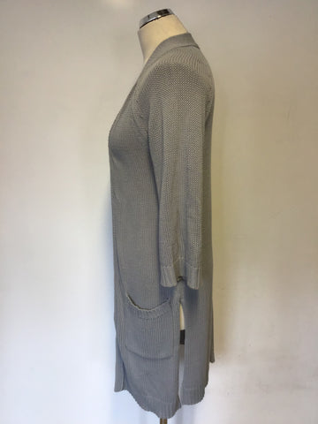 JIGSAW LIGHT CREY LONG COTTON CARDIGAN WITH POCKETS SIZE S