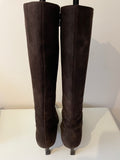 HOBBS DARK BROWN SUEDE KNEE LENGTH HEELED BOOTS SIZE 6/39