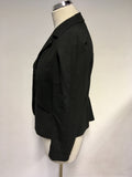 HOBBS NW3 BLACK WOOL PLEATED SHOULDER WOOL JACKET SIZE 12