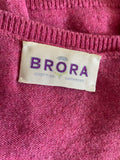 BRORA PINK 100% CASHMERE SCOOP NECK SHORT SLEEVE JUMPER SIZE 10