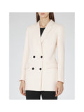 REISS SKORPIOS CHAMPAGNE WOOL BLEND LONG LINE JACKET SIZE S