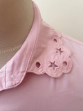 TOMMY HILFIGER PINK CUT OUT COLLAR LONG SLEEVED FITTED SHIRT SIZE 4 UK 8