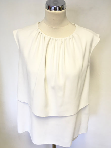 JAEGER IVORY SLEEVELESS TIERED FRONT TOP SIZE 14